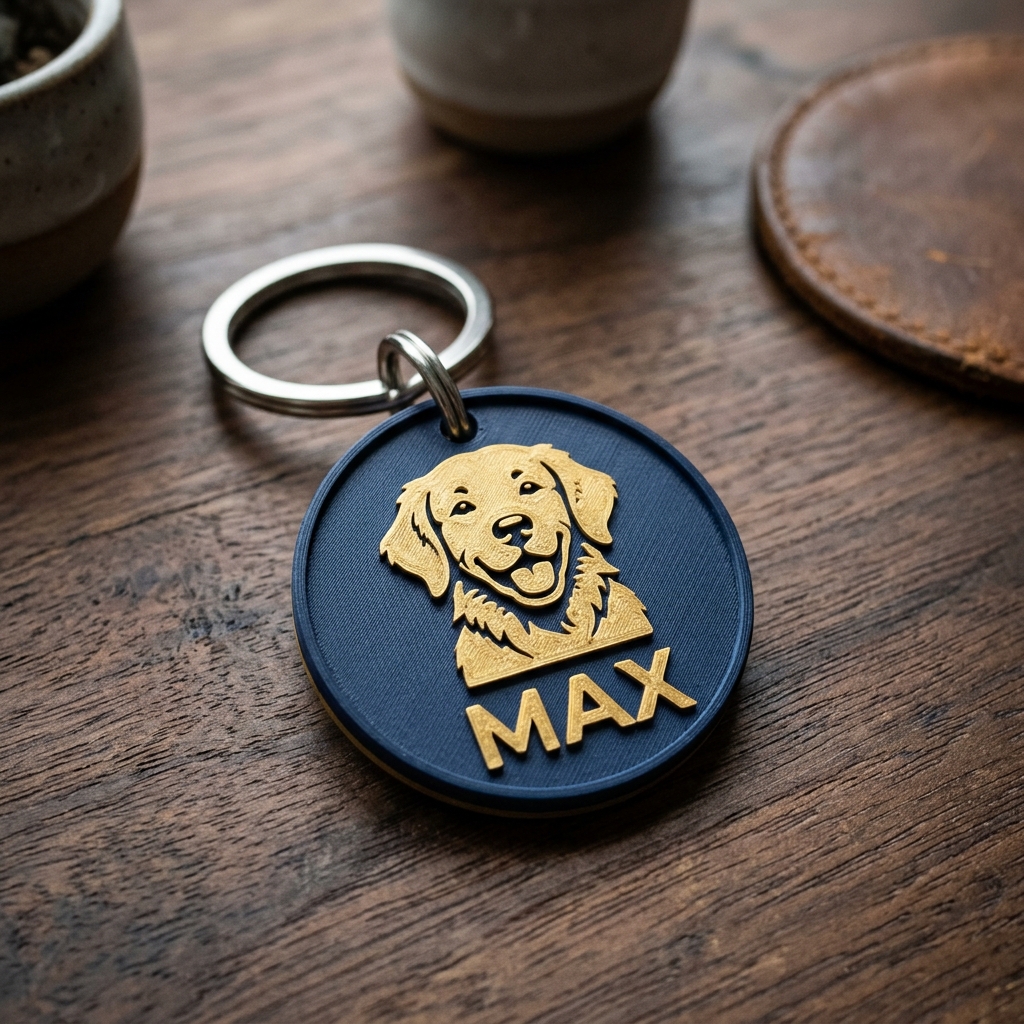 Llavero 3D con nombre de mascota personalizado
